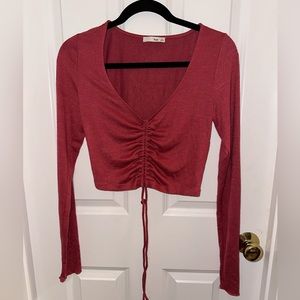 Aritzia Red Long-sleeve Crop-top